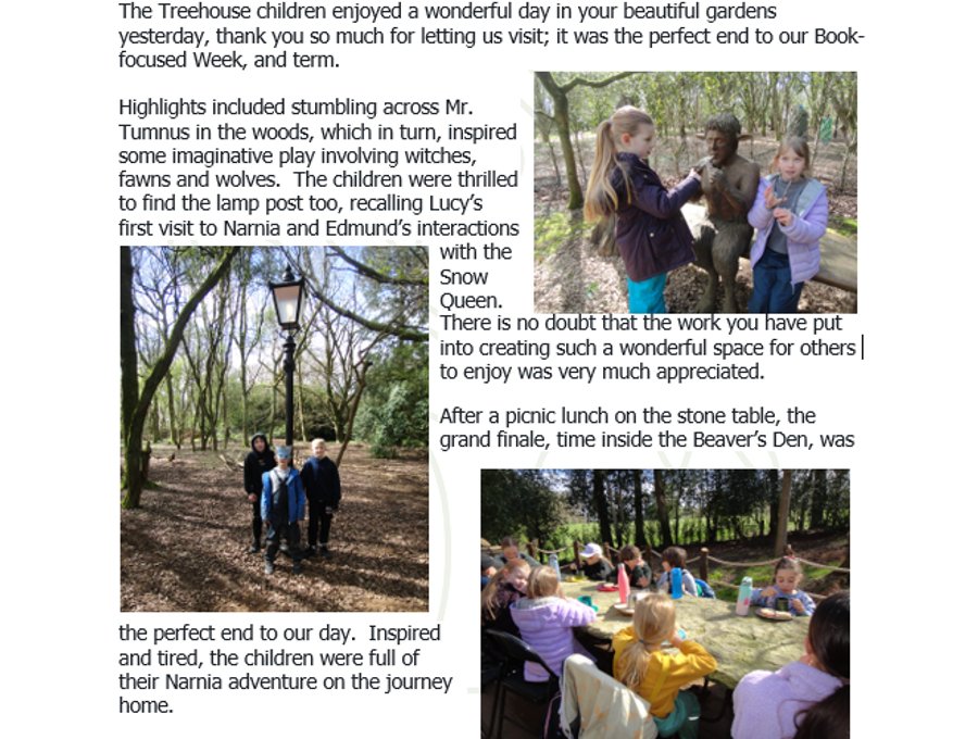 A thank-you letter from a visiting school